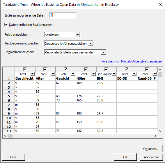 CSV-Textdatei oeffnen
