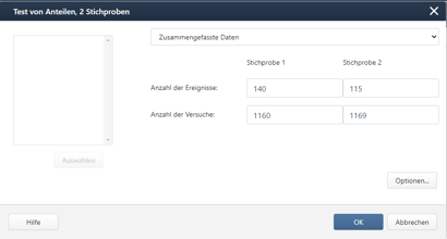 Test von Anteilen, 2 Stichproben