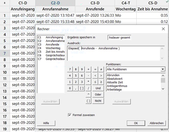Das Rechner Menu in Minitab Statistical Software