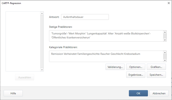 Minitab-Dialogfeld CART-Regression