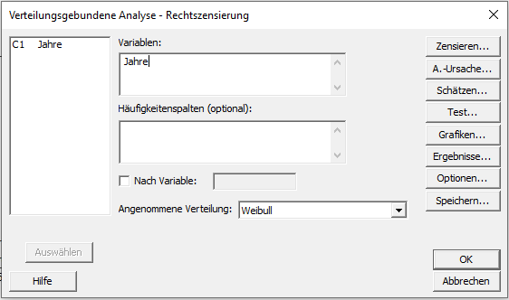 Verteilungsidentifikation-Rechtszensierung-Jahre