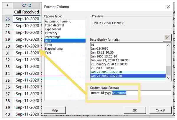 Format the column to round date and time