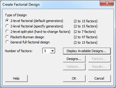 Create Factorial Design Experiments