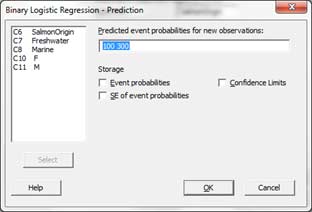 logistic regression options
