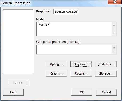The General Regression dialog