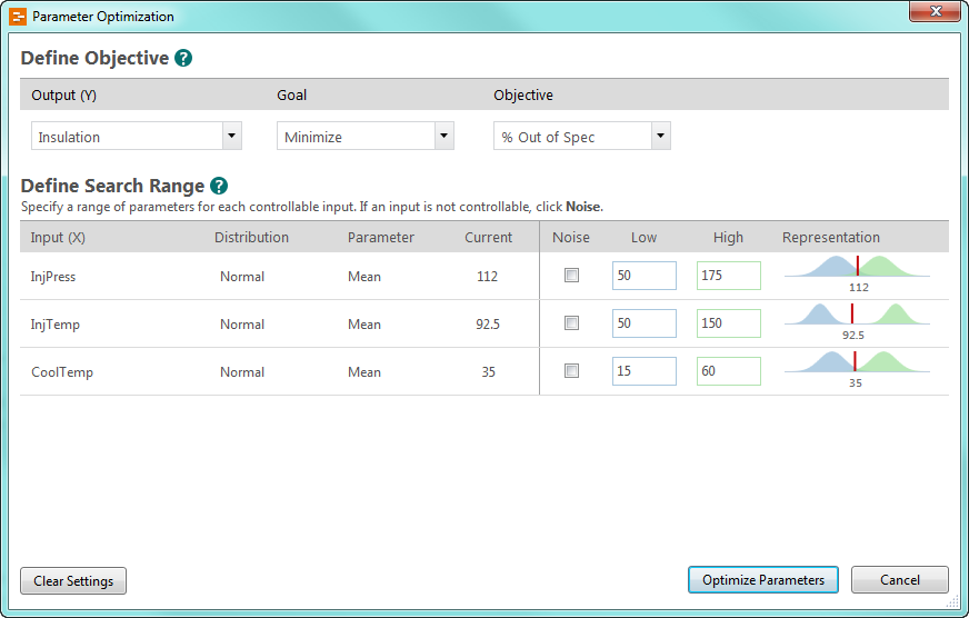 Define the Monte Carlo simulation's reasonable search range for the input variables