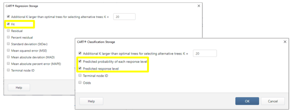 Store CART Predictions with the storage option