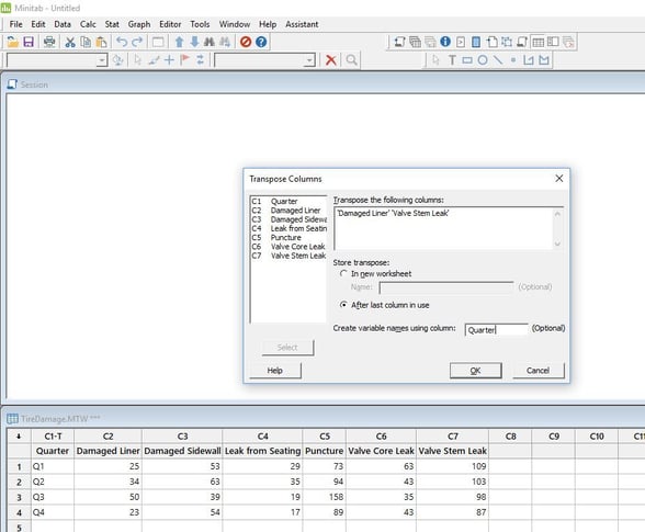 See an example of transposing columns in the support section.