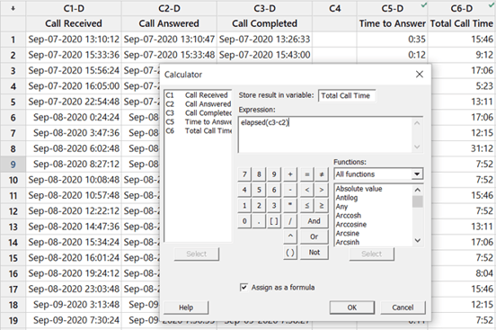 The Calculator in Minitab Statistical Software