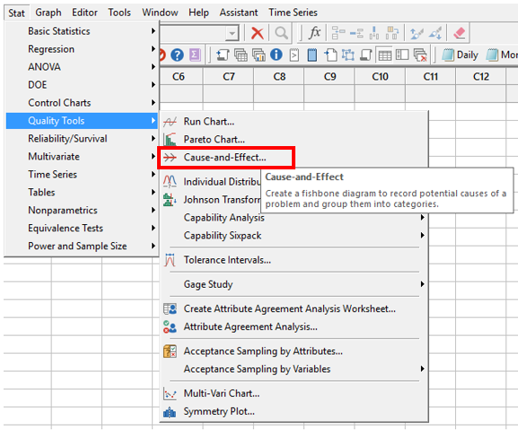 Creating a Fishbone Diagram in Minitab