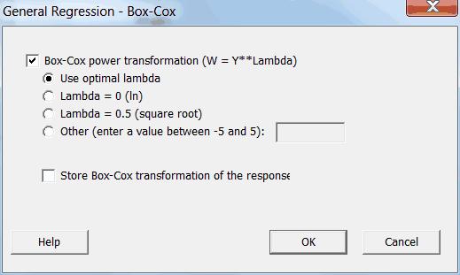 The Box-Cox subdialog