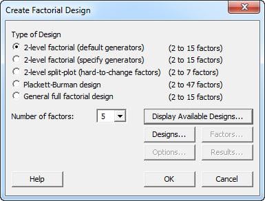 Create Factorial Design Experiments Create Factorial Design Experiments