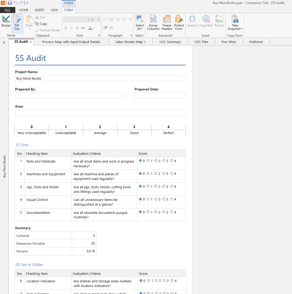5S Audit form using Engage