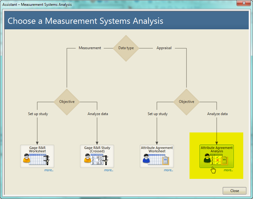 attribute agreement analysis assistant selection