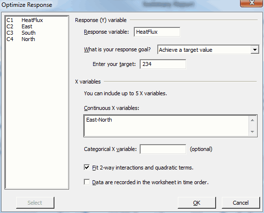Minitab's Assistant menu dialog box