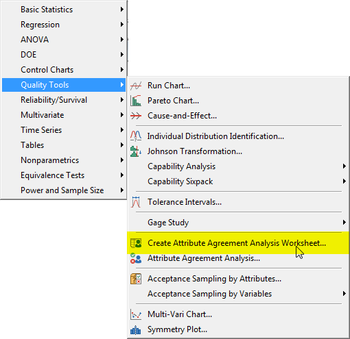 create attribute agreement analysis worksheet