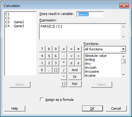 calculator with formula for running average