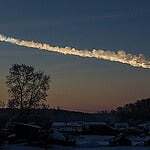The smoke shows the Chelyabinsk meteorite's path.