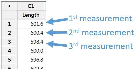 control chart data setup - 1