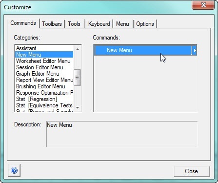 customize dialog box