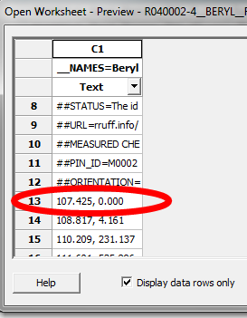 Use the preview to find where the data begin.