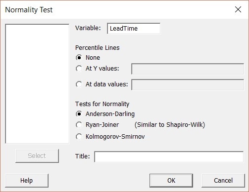 normality test dialog