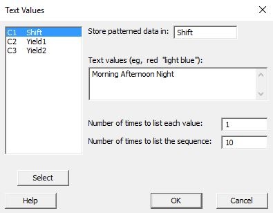 patterned data dialog