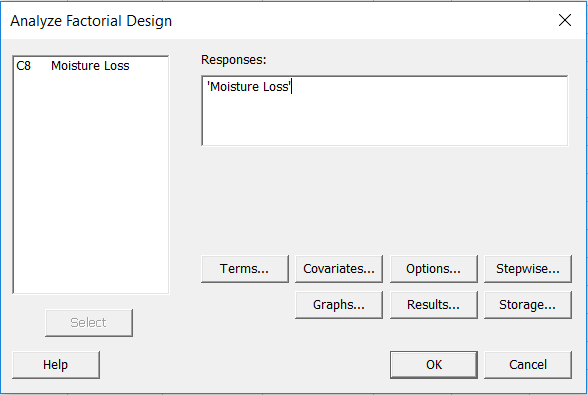 Analyze factorial DOE