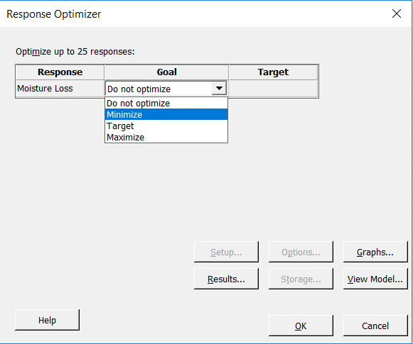 response optimizer dialog