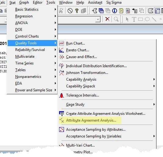 Menu Path in Minitab 16