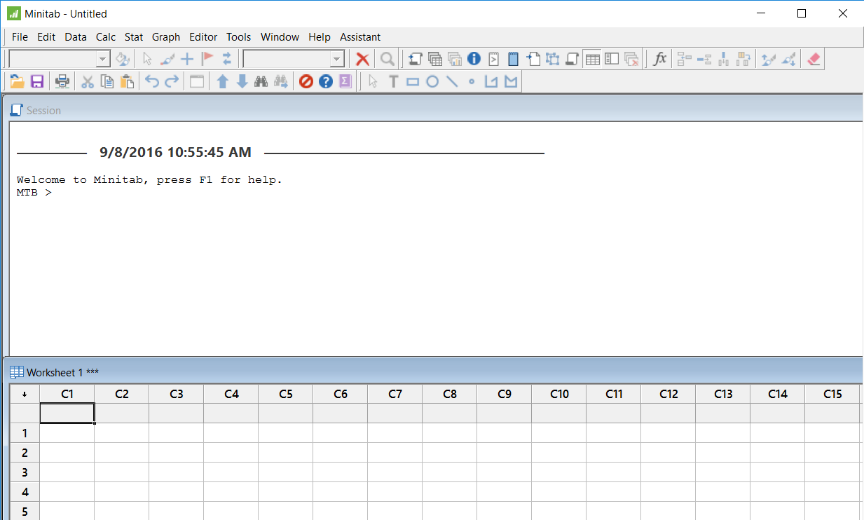 Minitab 17 Interface