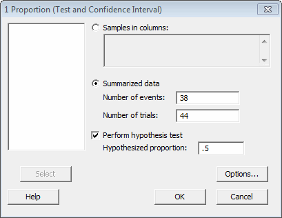 1 Proportion Test