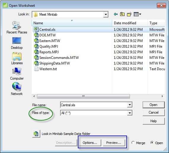 Open Worksheet Dialog Box
