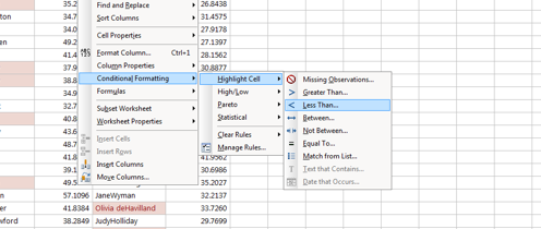 conditional formatting