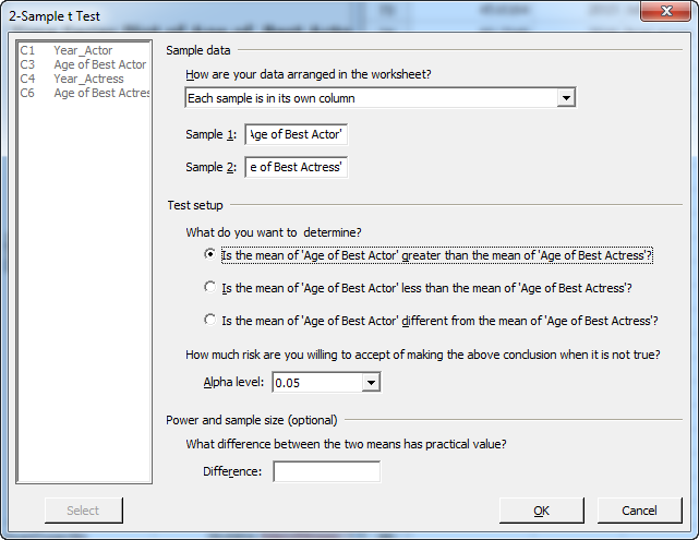Assistant 2-sample t test