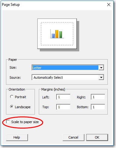 page setup dialog box