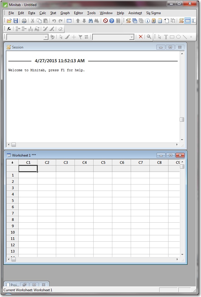 Shrink the size of the Minitab window to match the reduced internal windows.