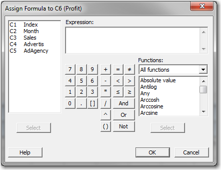 No field to indicate where to store the formula.