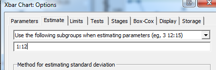 X-bar chart options