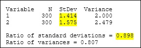 Ratio of the standard deviations in Release 16