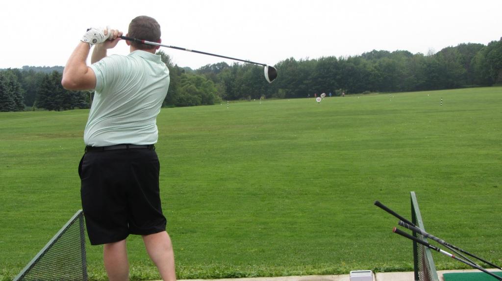 Andy Fouse, another golfer who took part in our experiment, driving his ball as part of an experimental run. Andy’s club speed was among the highest of the four golfers in our experiment.