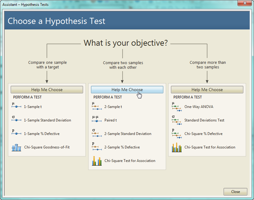 hypothesis test chooser