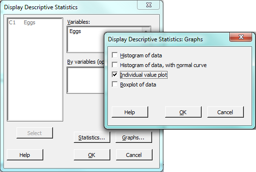 descriptive statistics dialog