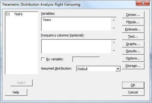 Parametric Distribution Analysis - Main Dialog