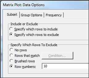 Exclude row 10 from the matrix