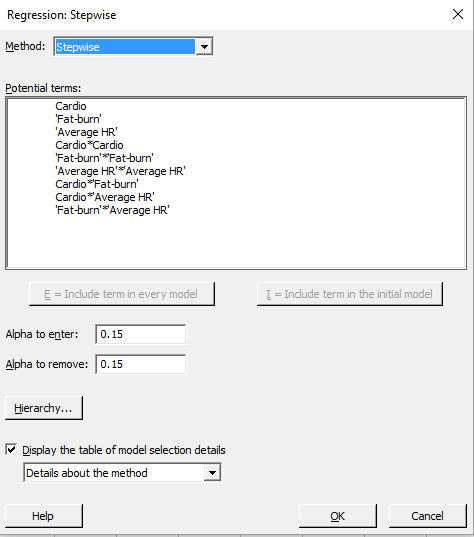 fitbit stepwise regression