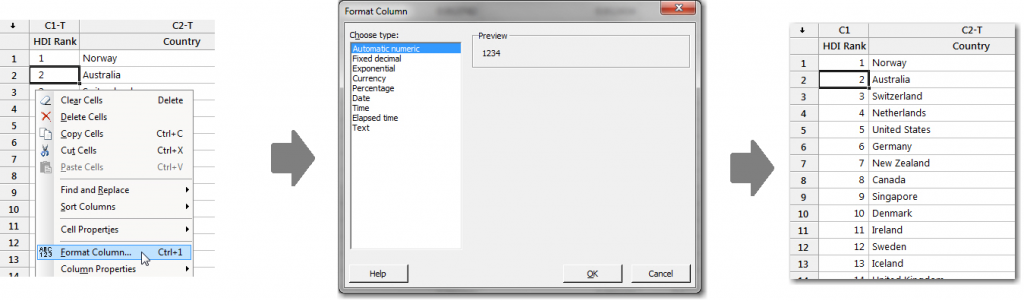 Change the data format from text to numeric