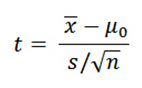 formula to calculate t for a 1-sample t-test