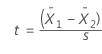formula to cacalculate t for a 2-sample t-test