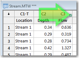 The green square with a white checkmark shows that the column is a response variable for a current model.